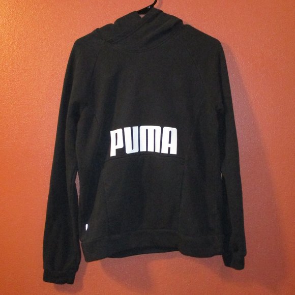 Puma Athletic Woman Large Black White Warm Long Sleeve Pullover Hoodie - Picture 1 of 6